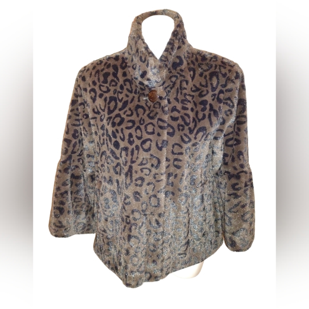 Scandinavian Faux Fur Leopard Print Jacket Sizes Med